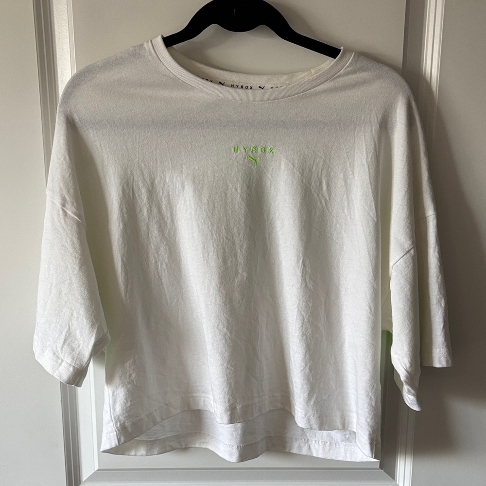 Hyrox white T-Shirt with Neon Green Logo